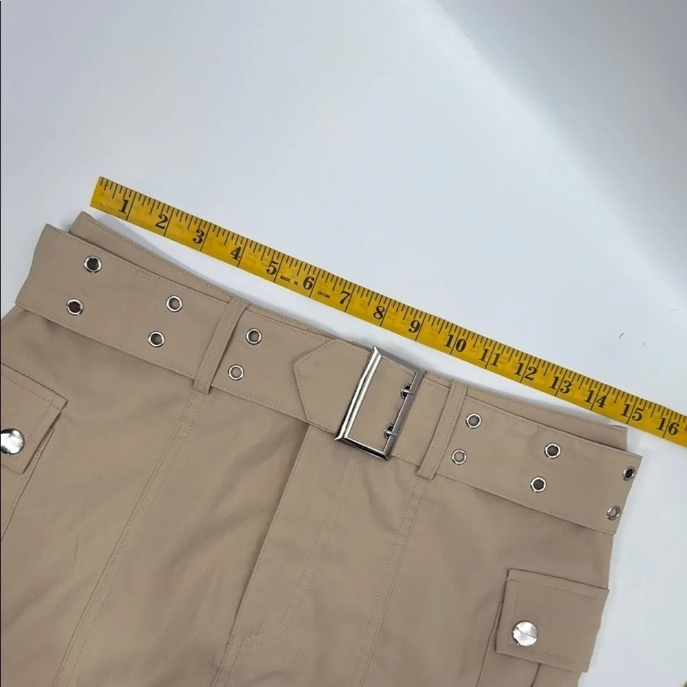 Tan Khaki Cargo Mini Skirt with Belt Size 30” Waist approx. size 11